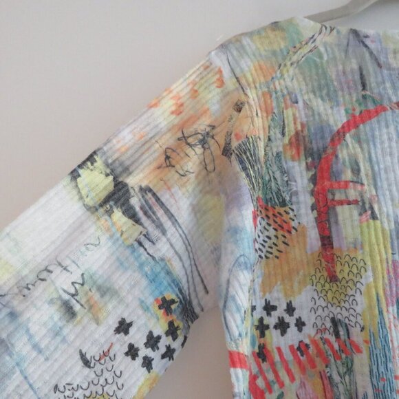 INOAH Artsy Abstract Art To Wear Watercolor Tunic Top Lagenlook Coastal - Size L - Picture 13 of 15